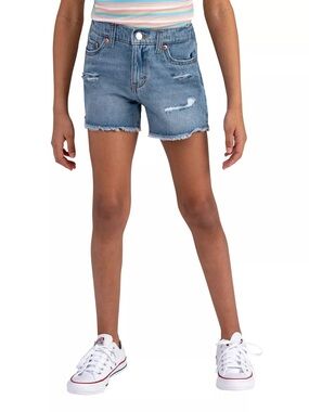 Levi’s Girls' USA Flag Distressed Denim Girlfriend Shorts